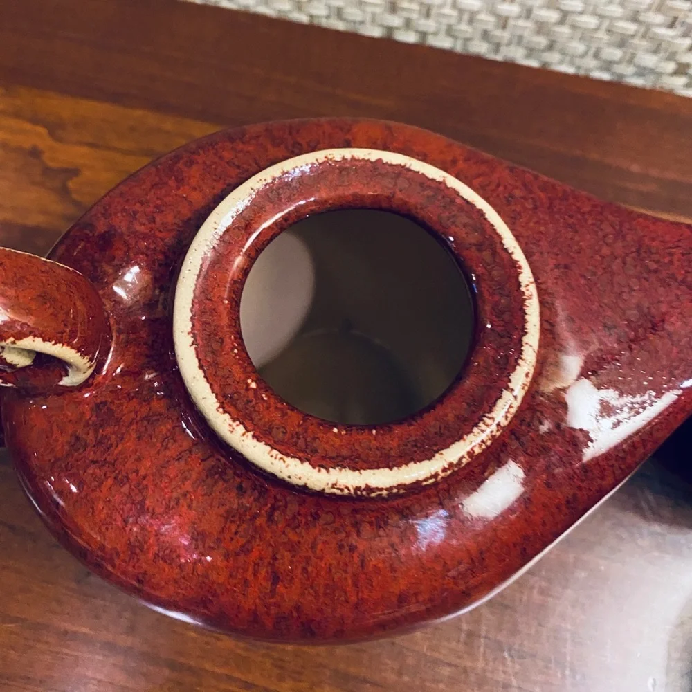 🌟HP🌟Pier 1 Red Stoneware Tea Pot Cups